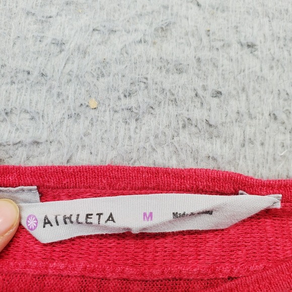 Athleta Pullover Sweater Women's Medium Pink Boat Neck Ribbed Cuffs Long Sleeves - Picture 5 of 6